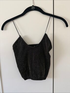 FREE PEOPLE / INTIMATELY Black Sparkle Spaghetti Strap Tank Top